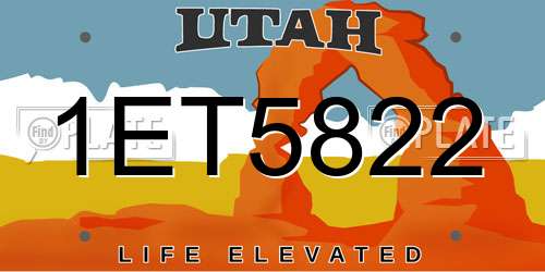 1ET5822 Utah License Plate
