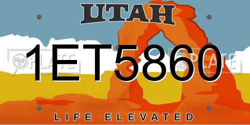 1ET5860 Utah License Plate