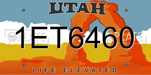 1ET6460 Utah License Plate