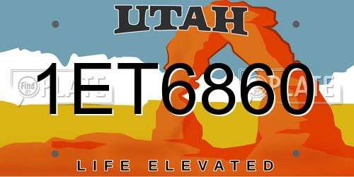 1ET6860 Utah License Plate