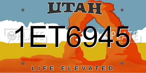 1ET6945 Utah License Plate