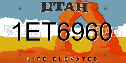 1ET6960 Utah License Plate