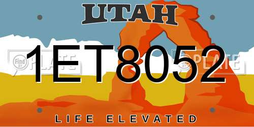 1ET8052 Utah License Plate