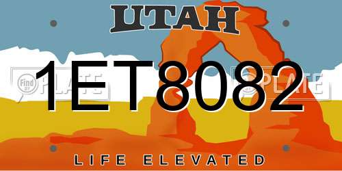 1ET8082 Utah License Plate