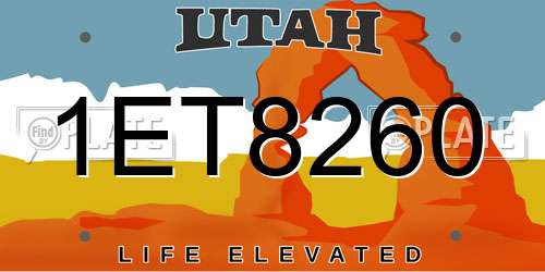 1ET8260 Utah License Plate
