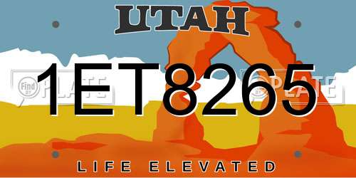 1ET8265 Utah License Plate