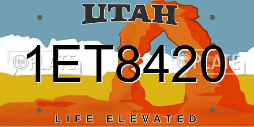 1ET8420 Utah License Plate