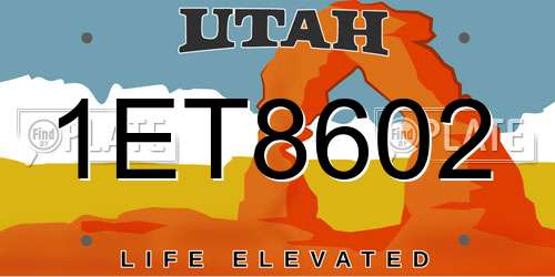 1ET8602 Utah License Plate