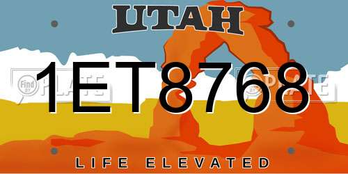 1ET8768 Utah License Plate