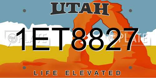 1ET8827 Utah License Plate