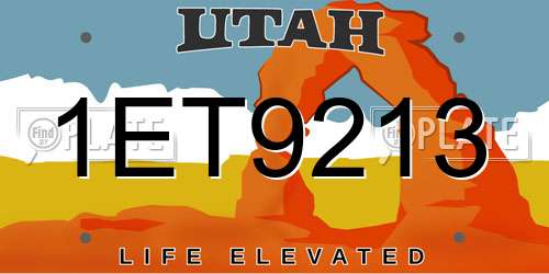 1ET9213 Utah License Plate