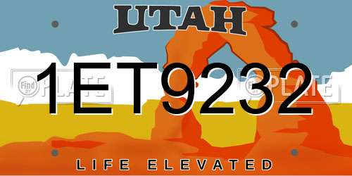 1ET9232 Utah License Plate