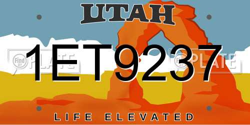 1ET9237 Utah License Plate