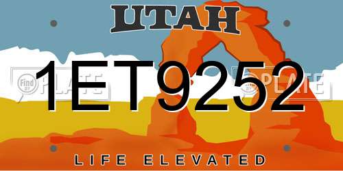 1ET9252 Utah License Plate