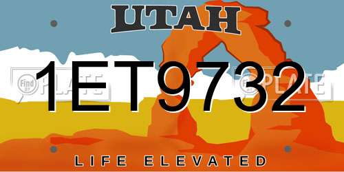 1ET9732 Utah License Plate
