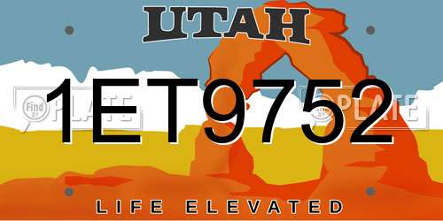 1ET9752 Utah License Plate