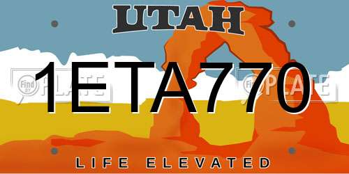 1ETA770 Utah License Plate