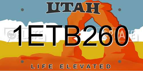 1ETB260 Utah License Plate