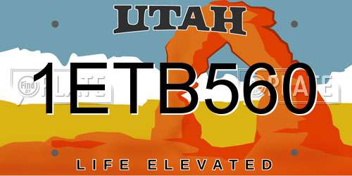 1ETB560 Utah License Plate