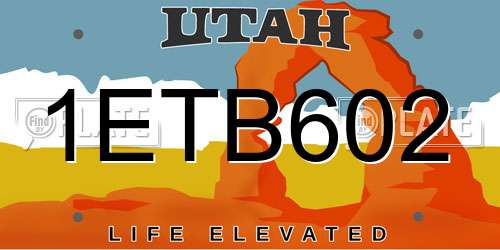 1ETB602 Utah License Plate