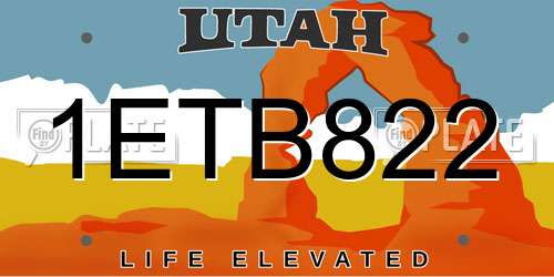 1ETB822 Utah License Plate