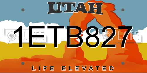1ETB827 Utah License Plate