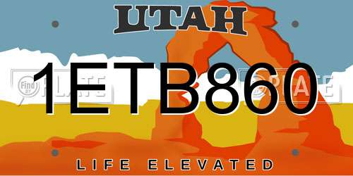 1ETB860 Utah License Plate