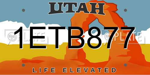 1ETB877 Utah License Plate