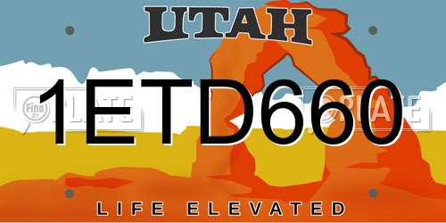 1ETD660 Utah License Plate