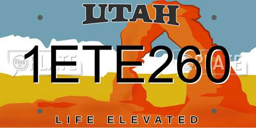 1ETE260 Utah License Plate