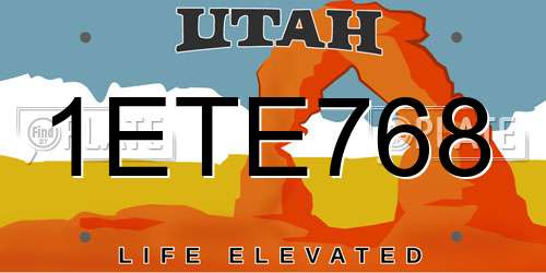 1ETE768 Utah License Plate