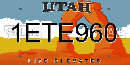 1ETE960 Utah License Plate