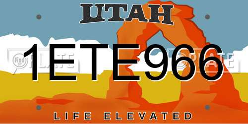 1ETE966 Utah License Plate