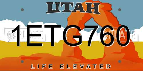 1ETG760 Utah License Plate