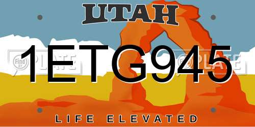 1ETG945 Utah License Plate