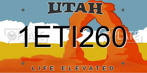 1ETI260 Utah License Plate