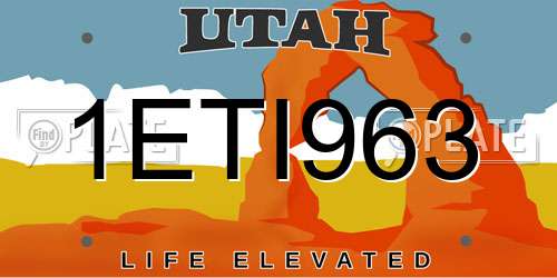 1ETI963 Utah License Plate