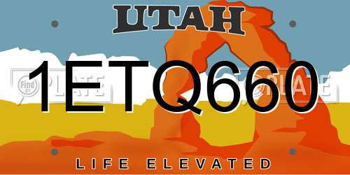 1ETQ660 Utah License Plate