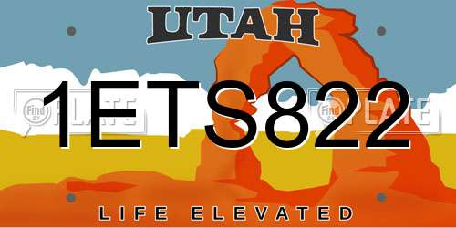 1ETS822 Utah License Plate