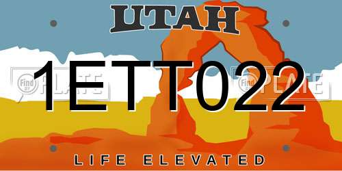 1ETT022 Utah License Plate