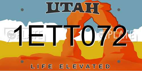 1ETT072 Utah License Plate
