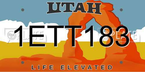1ETT183 Utah License Plate