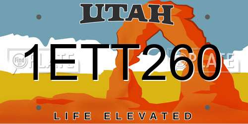 1ETT260 Utah License Plate