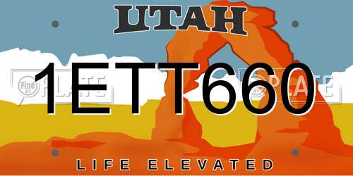 1ETT660 Utah License Plate