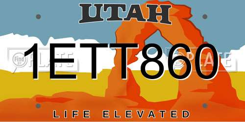 1ETT860 Utah License Plate