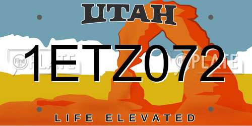 1ETZ072 Utah License Plate