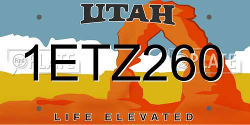 1ETZ260 Utah License Plate