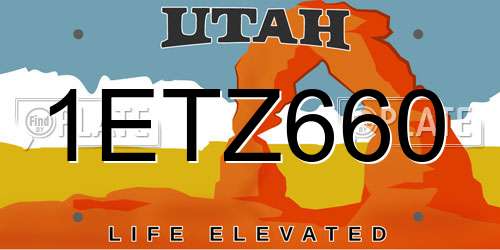 1ETZ660 Utah License Plate