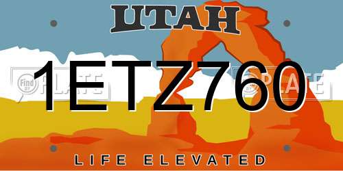 1ETZ760 Utah License Plate