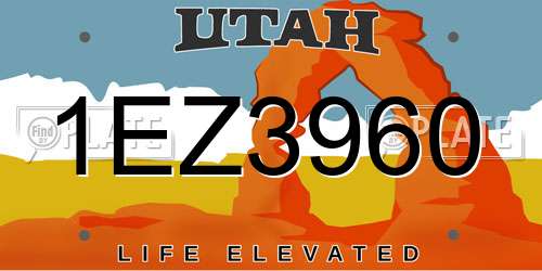 1EZ3960 Utah License Plate
